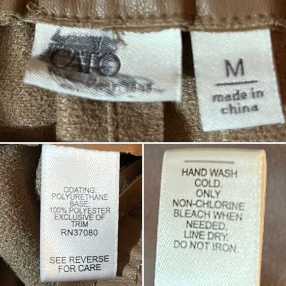 Cato Faux Leather Skinny Pants Leggings Ankle Length Cocoa Brown M - Picture 8 of 9